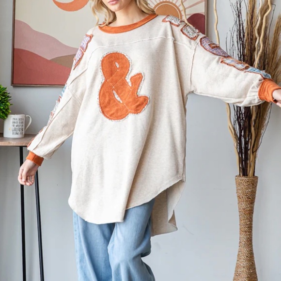 Oli & Hali Rock & Roll Patchwork Print Sweater Top - Picture 4 of 6